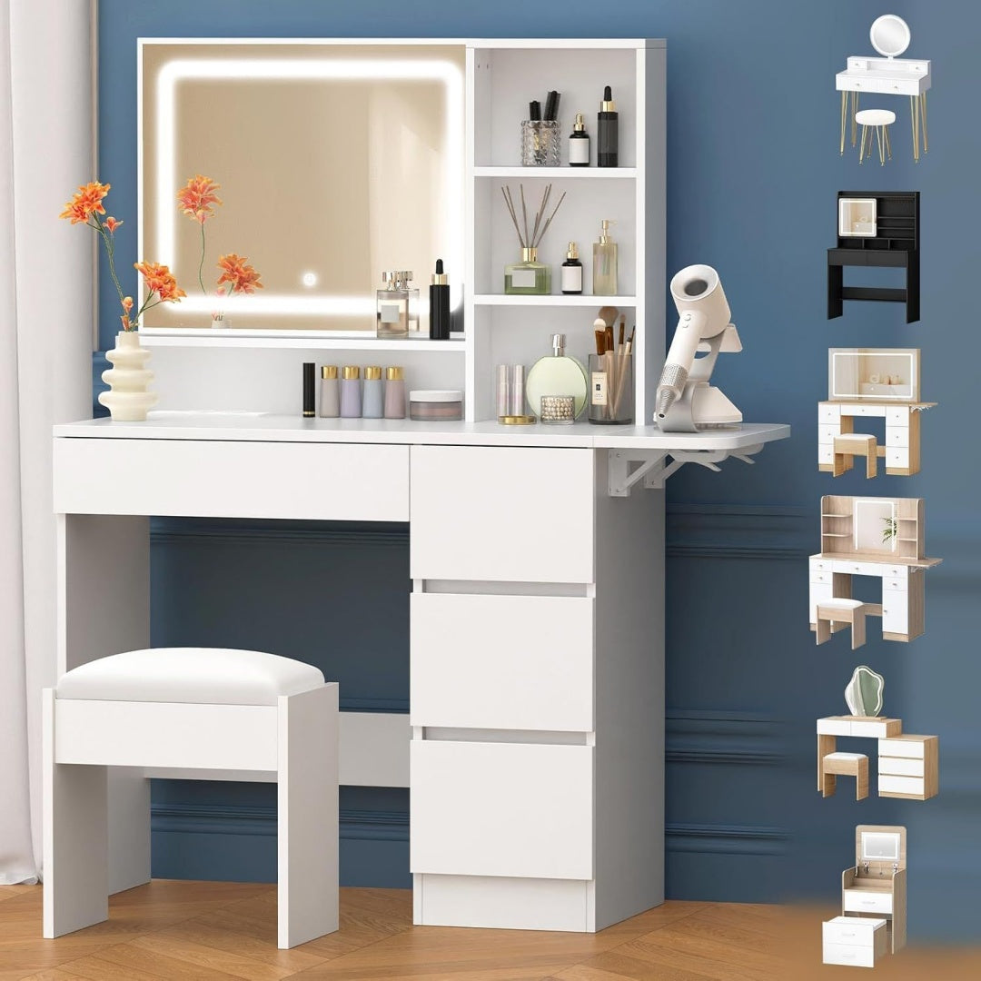Le charme du rangement avec ce commode avec tiroirs, avec etageres, coloris blanc et vert