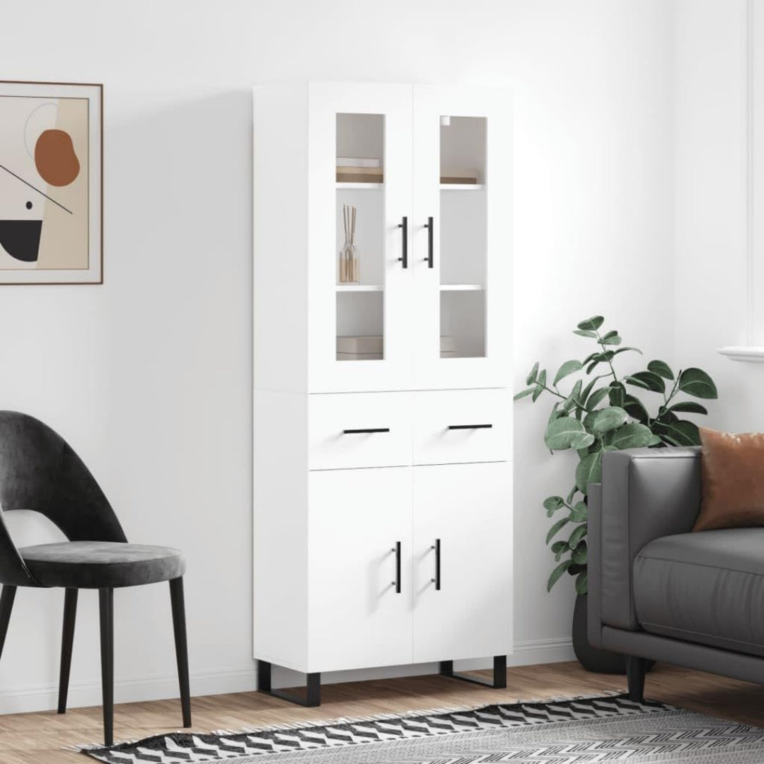 Le charme du rangement avec ce buffet avec portes, avec etageres, coloris blanc et vert