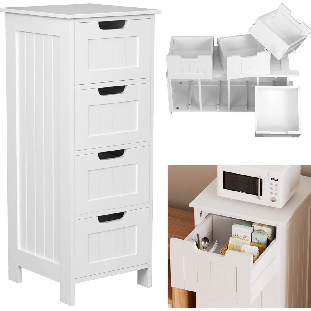 Pour un interieur harmonieux, commode avec tiroirs, aux lignes contemporaines en finition blanc