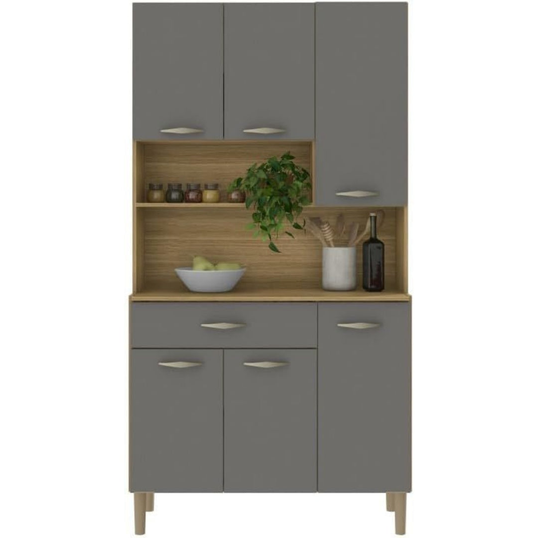 Pour un interieur harmonieux, buffet avec tiroirs, avec portes en finition gris et chene