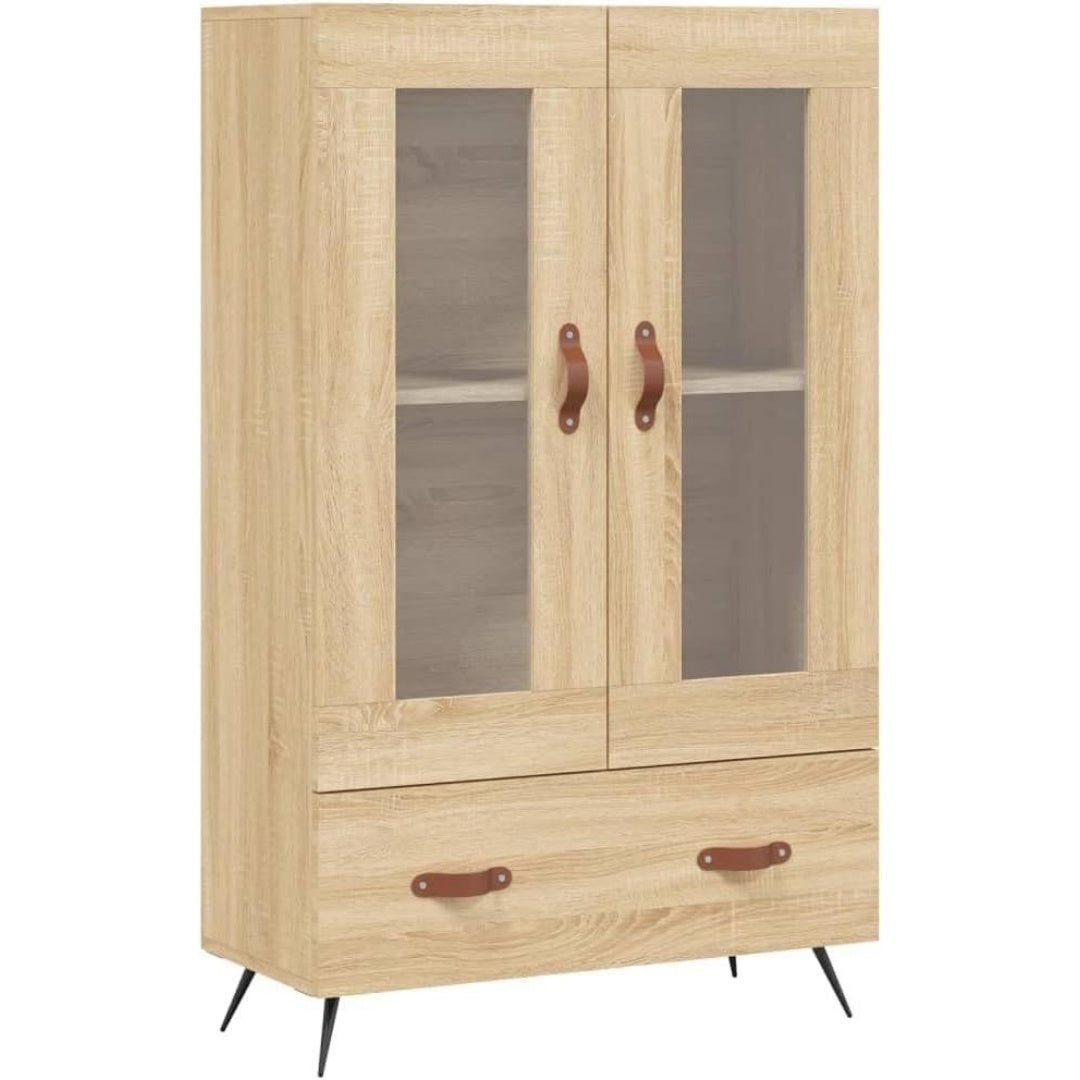 Une touche de caractere, buffet avec portes, aux accents metalliques dans un ton chene et bois naturel