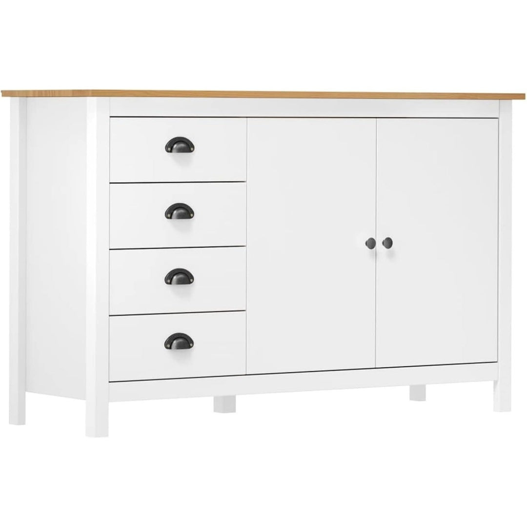 Pour un interieur harmonieux, buffet avec tiroirs, avec portes en finition blanc et marron