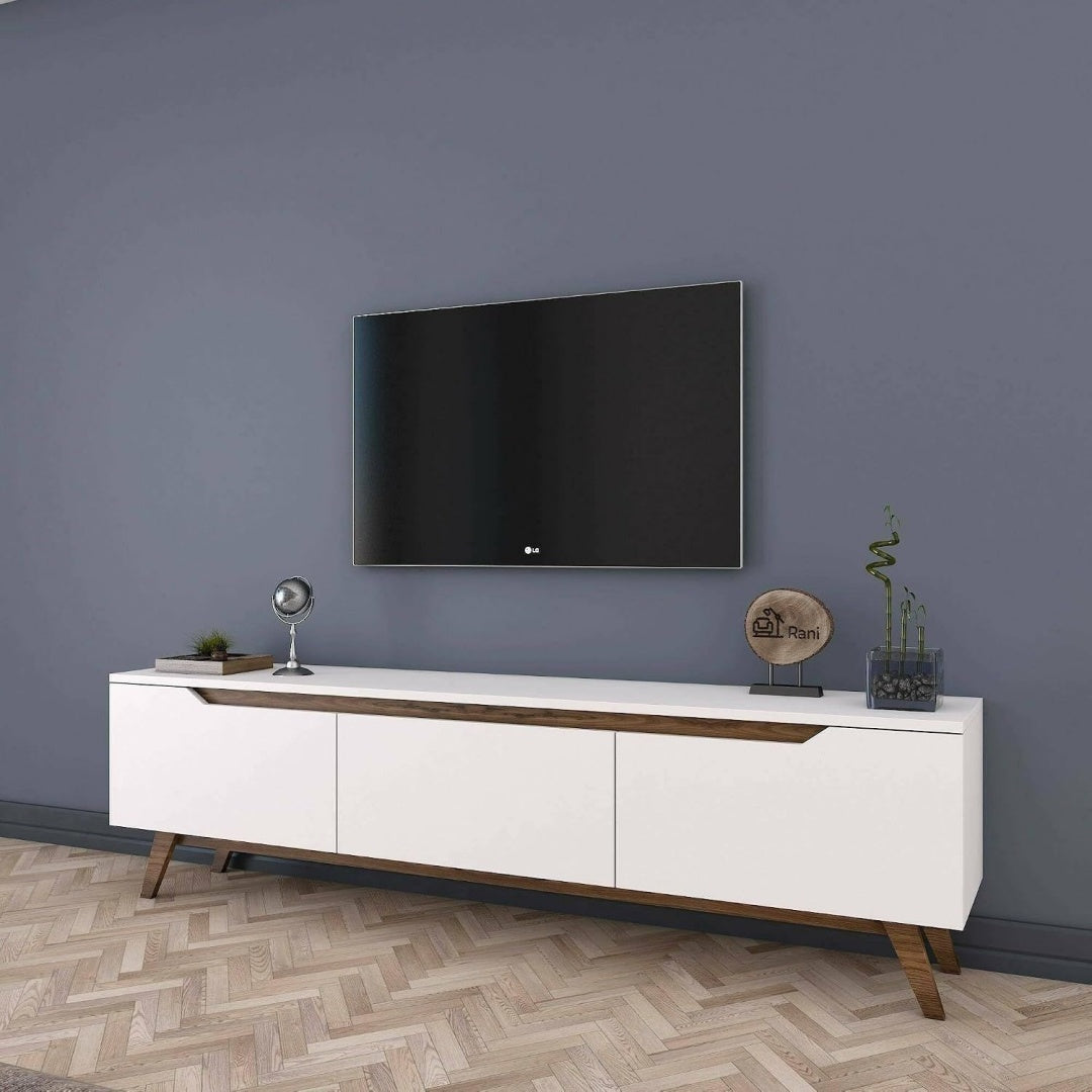 Pour un interieur harmonieux, buffet avec etageres, aux lignes contemporaines en finition blanc