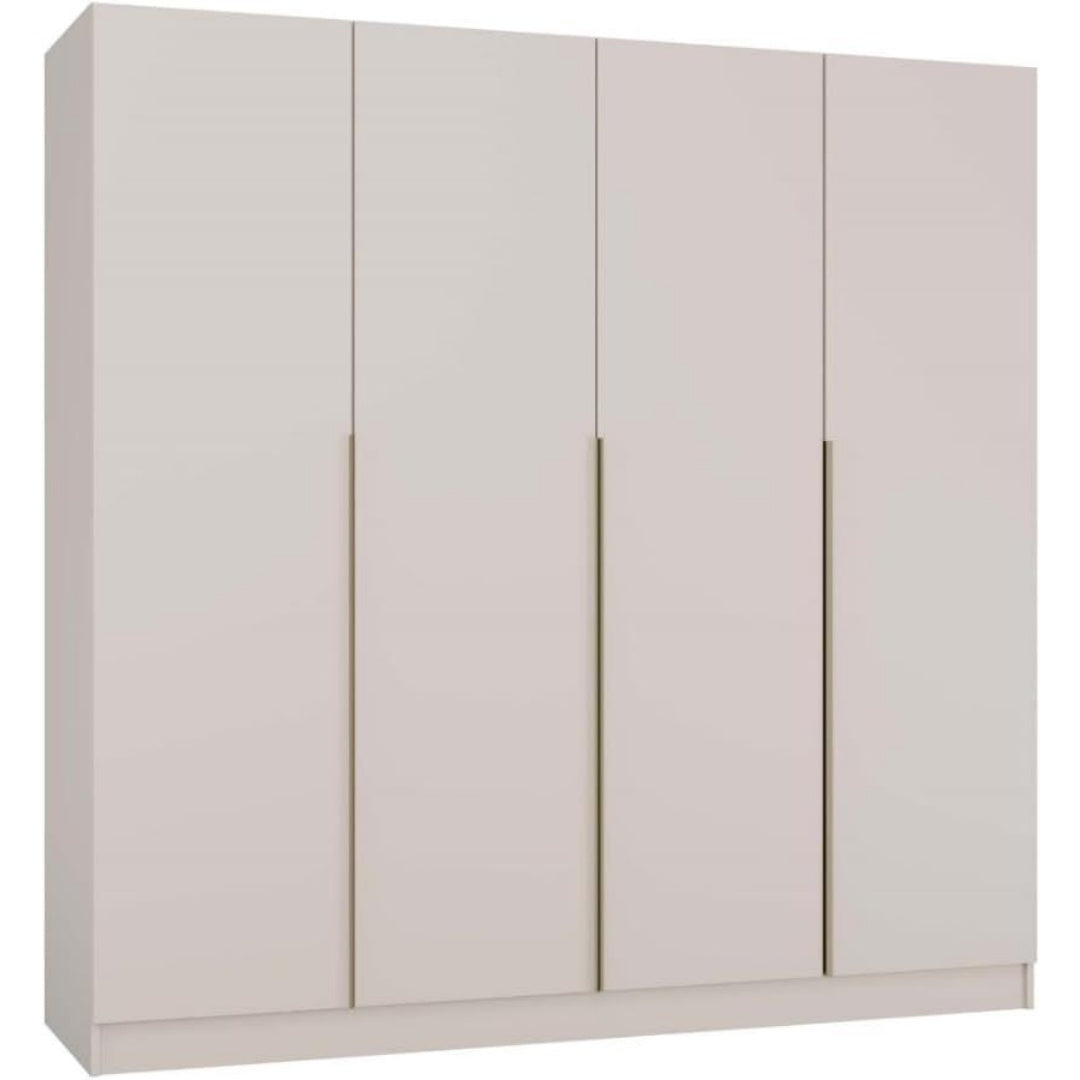 Une silhouette equilibree pour ce bibliotheque avec portes, avec etageres, teinte beige et dore