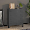 Une silhouette equilibree pour ce buffet avec tiroirs, aux accents metalliques, teinte anthracite
