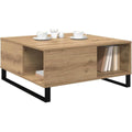 Un espace mieux organise grace a ce table basse avec portes, a l'aspect bois, finition chene et bois naturel