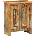 Une silhouette equilibree pour ce buffet avec portes, a l'aspect bois, teinte bois naturel