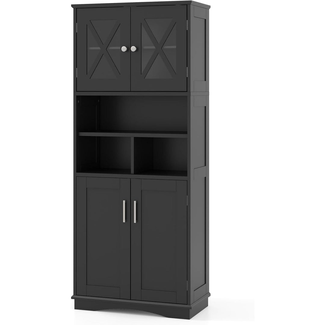 Une silhouette equilibree pour ce bibliotheque avec portes, avec etageres, teinte noir et vert