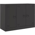 Une silhouette equilibree pour ce buffet avec portes, teinte noir et vert