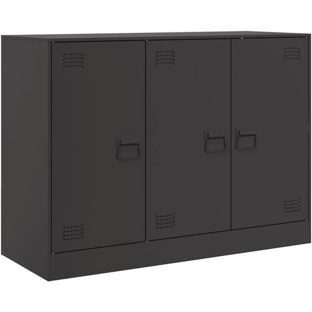 Une silhouette equilibree pour ce buffet avec portes, teinte noir et vert