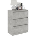 Une silhouette equilibree pour ce commode avec tiroirs, a l'aspect bois, teinte gris et bois naturel