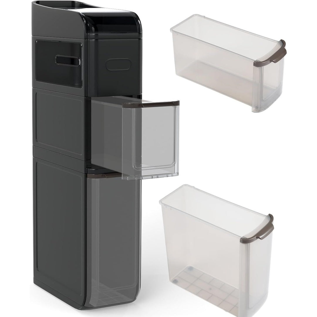 Une silhouette equilibree pour ce commode avec tiroirs, teinte noir