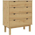 Une silhouette equilibree pour ce commode avec tiroirs, a l'aspect bois, teinte naturel et bois naturel