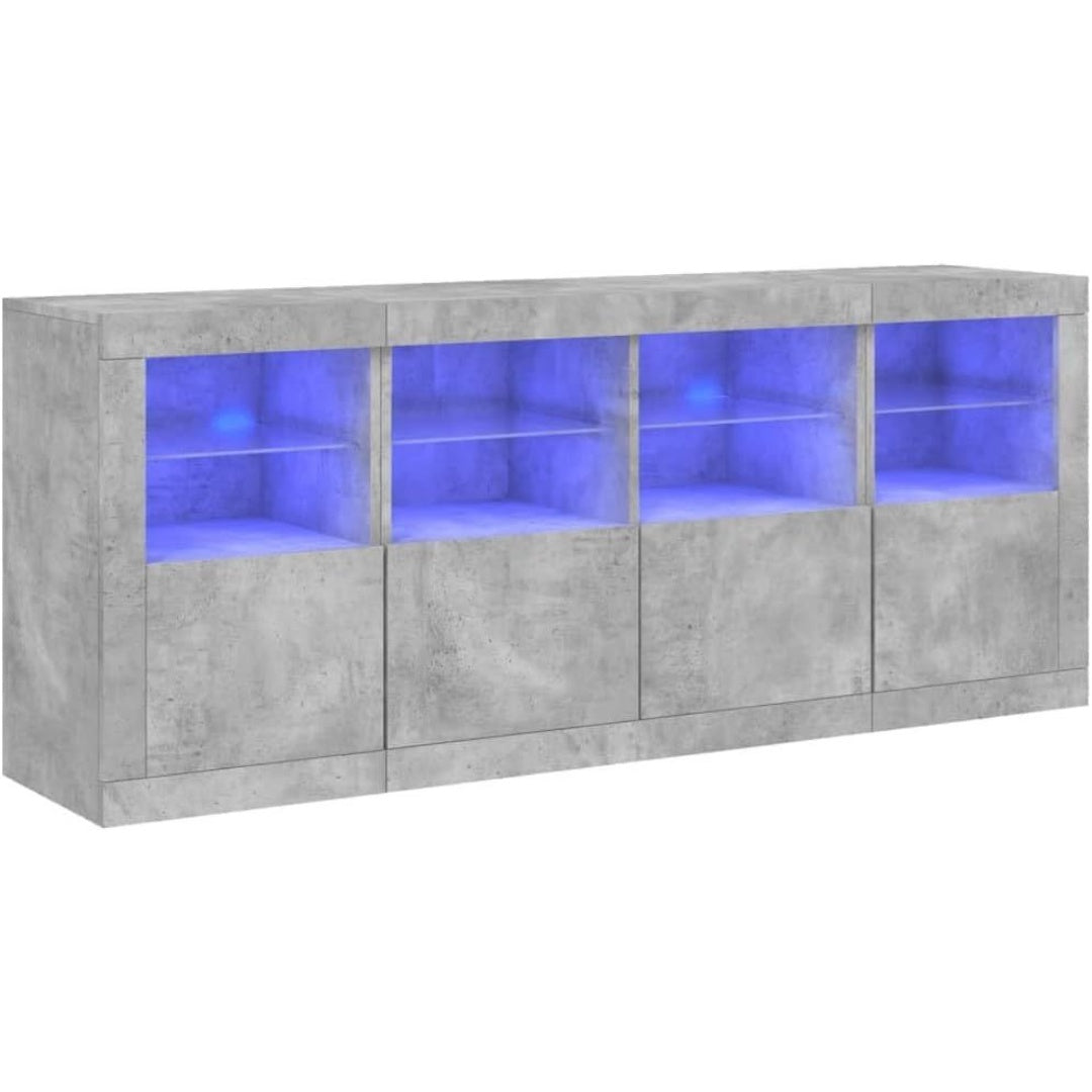 Pour un interieur harmonieux, buffet a l'aspect bois, aux lignes contemporaines en finition gris et bois naturel