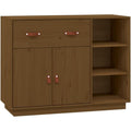 Un espace mieux organise grace a ce buffet avec portes, a l'aspect bois, finition marron et naturel