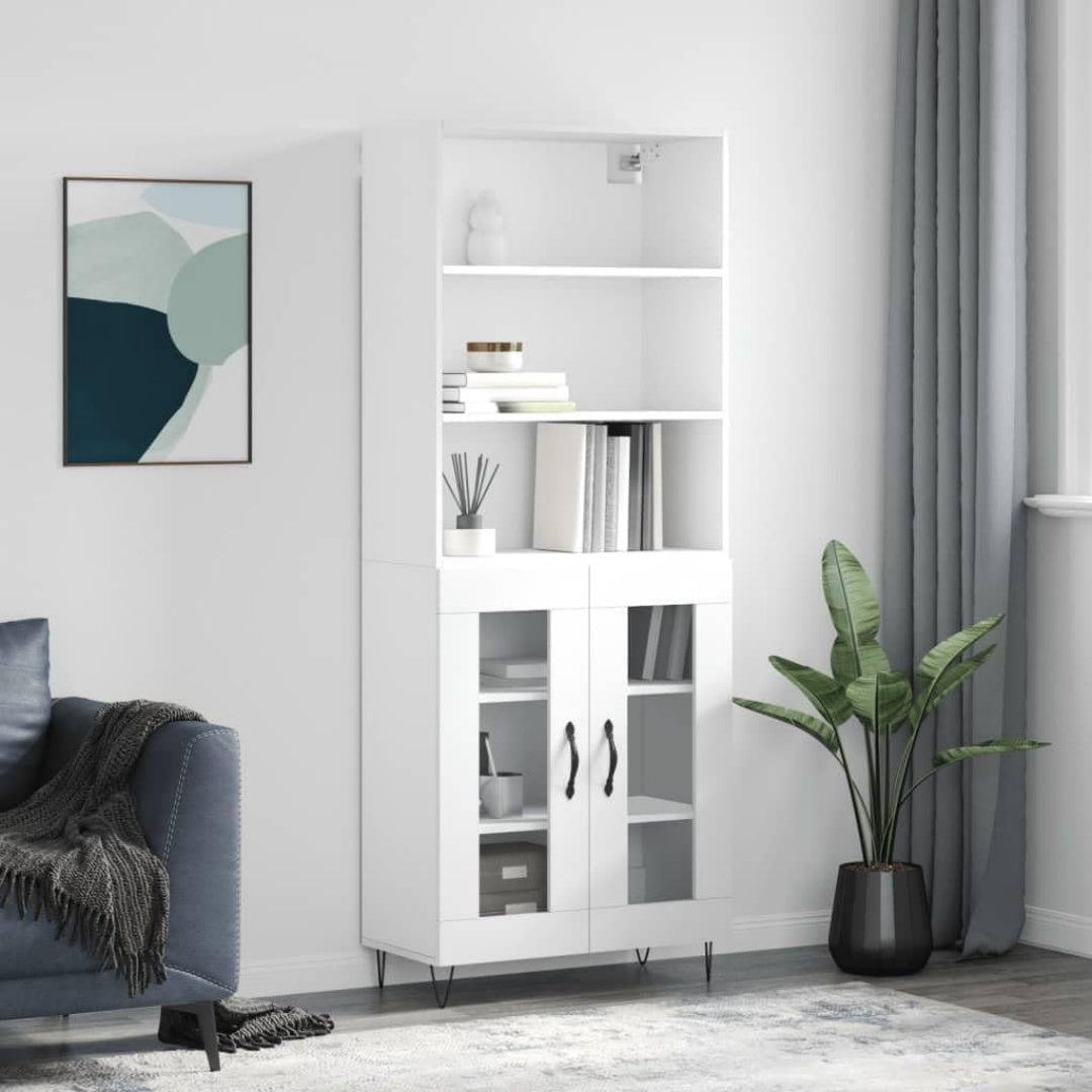 Une touche de caractere, buffet avec tiroirs, avec portes dans un ton blanc et bois naturel