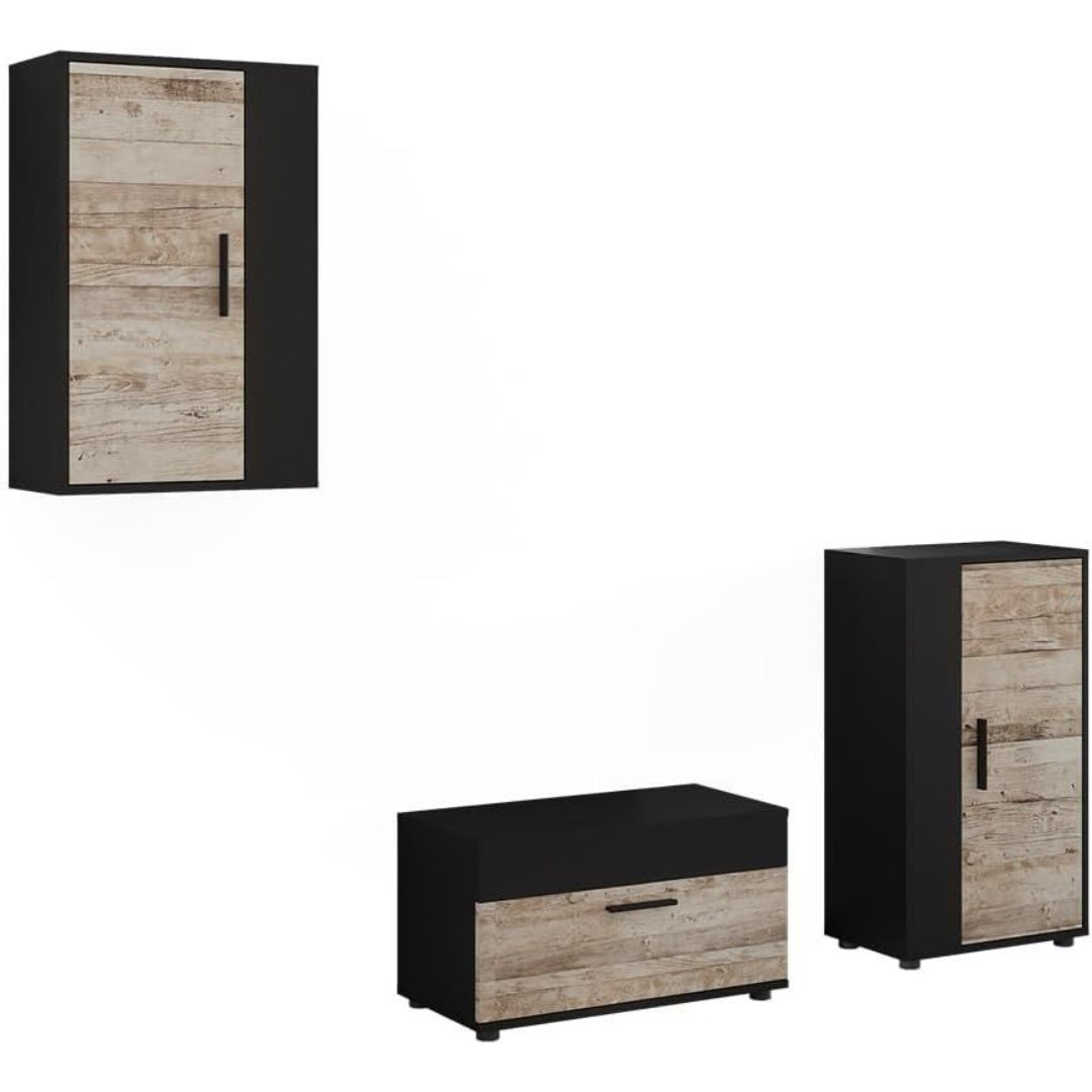 Pour un interieur harmonieux, commode aux lignes soignees en finition noir et chene
