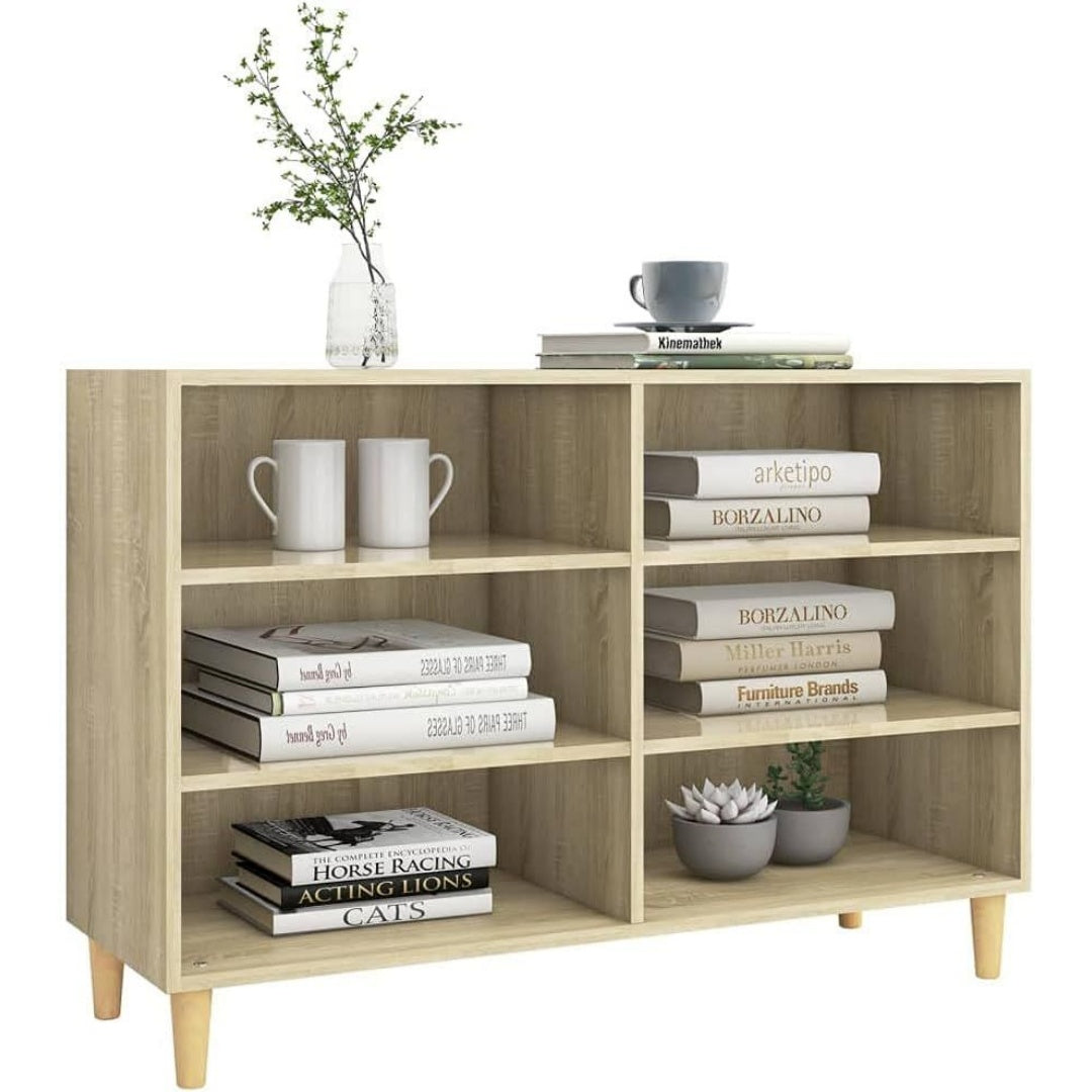 Le charme du rangement avec ce bibliotheque avec etageres, a l'aspect bois, coloris chene et bois naturel