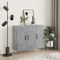Pour un interieur harmonieux, buffet avec portes, aux accents metalliques en finition gris et bois naturel