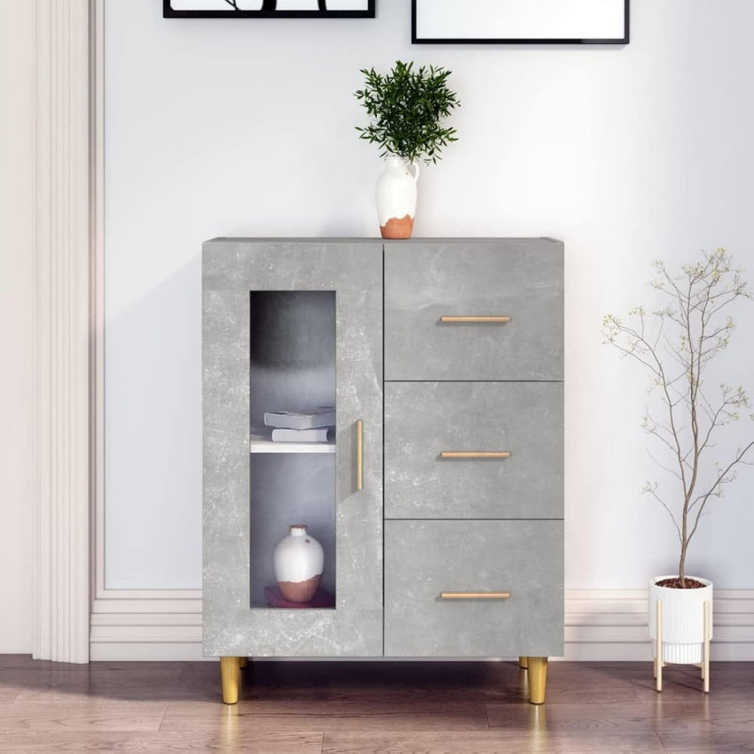 Une touche de caractere, buffet avec tiroirs, avec portes dans un ton gris