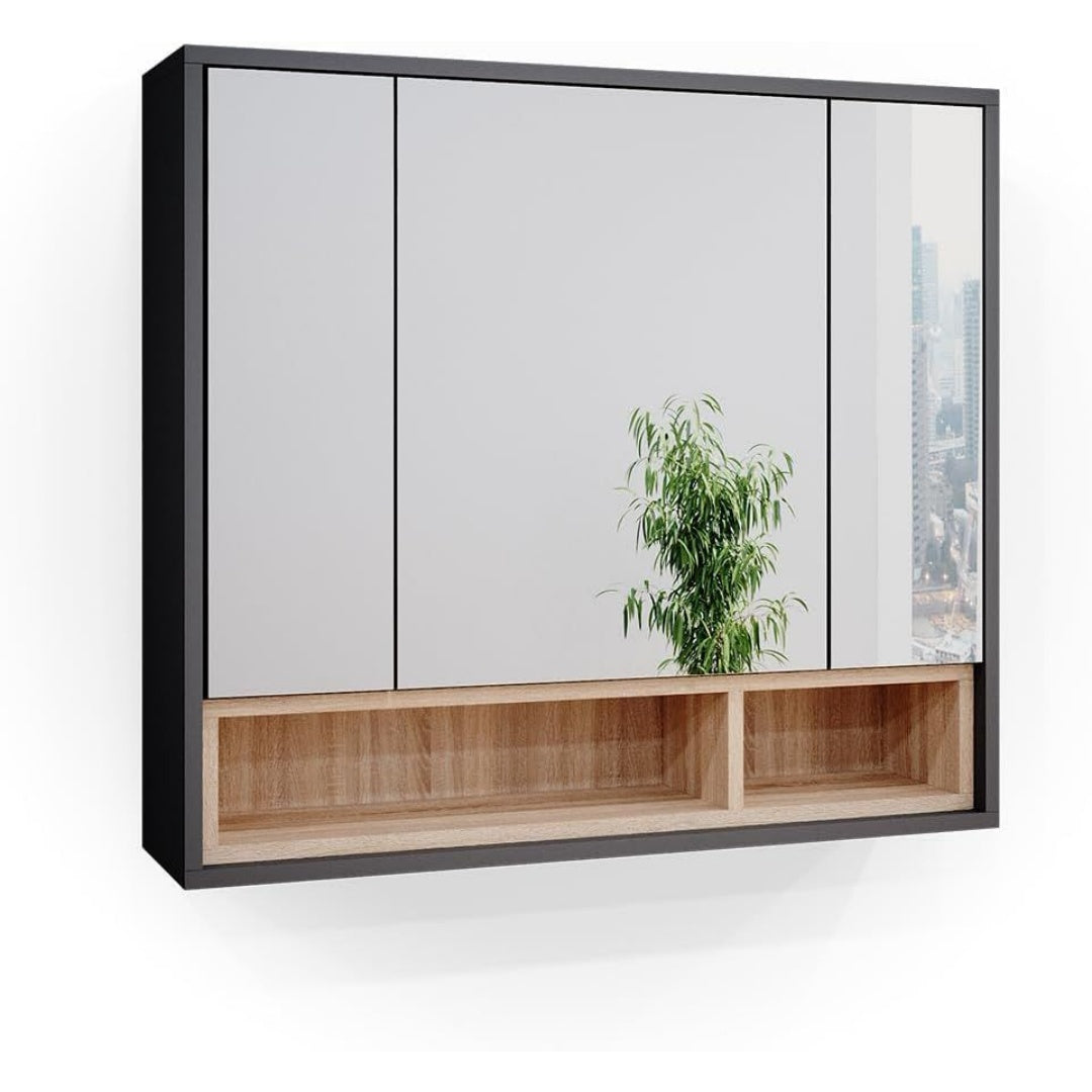 Pour un interieur harmonieux, bibliotheque avec portes, avec etageres en finition vert et anthracite