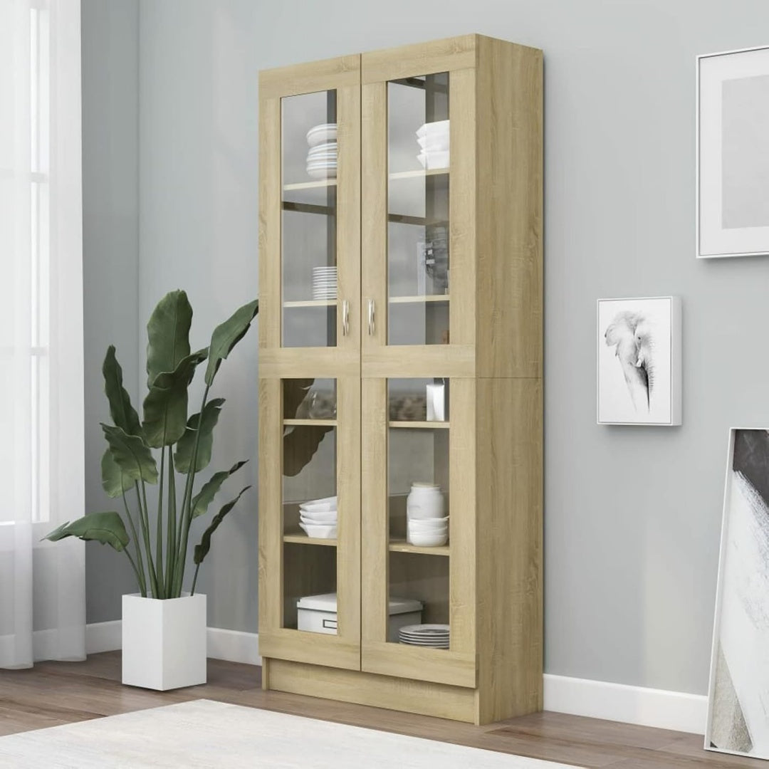 Le charme du rangement avec ce bibliotheque avec portes, avec etageres, coloris chene