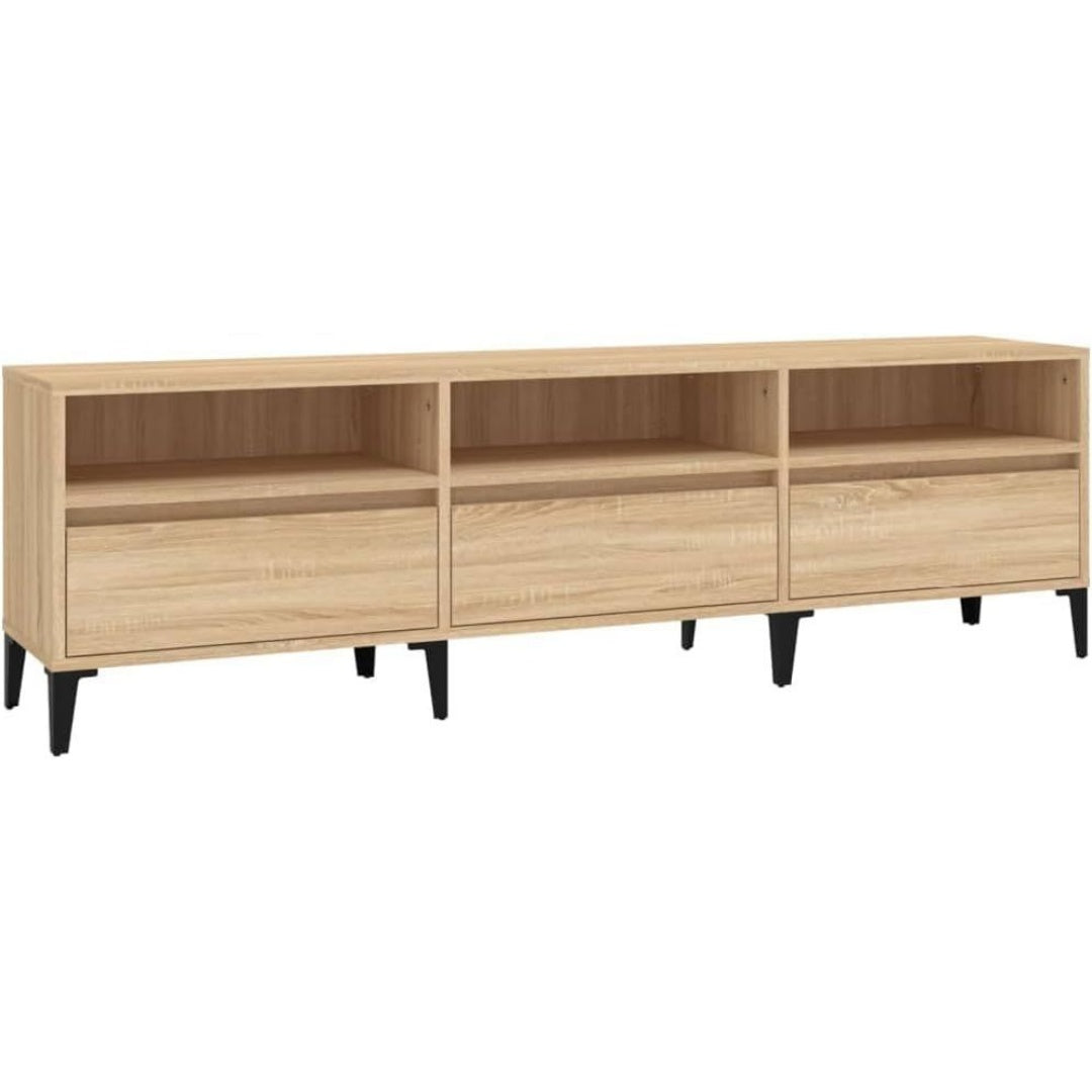 Un espace mieux organise grace a ce armoire avec portes, aux accents metalliques, finition chene et bois naturel