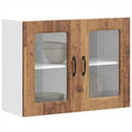 Le charme du rangement avec ce buffet avec portes, avec elements vitres, coloris naturel et bois naturel