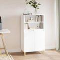 Un espace mieux organise grace a ce buffet avec tiroirs, avec portes, finition blanc et naturel