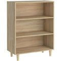 Un espace mieux organise grace a ce buffet avec etageres, a l'aspect bois, finition chene et bois naturel