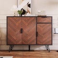 Un espace mieux organise grace a ce commode avec tiroirs, avec portes, finition noir et bois naturel