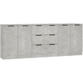 Un espace mieux organise grace a ce buffet a l'aspect bois, finition gris et bois naturel