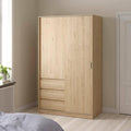 Pour un interieur harmonieux, commode avec tiroirs, avec portes en finition chene et vert