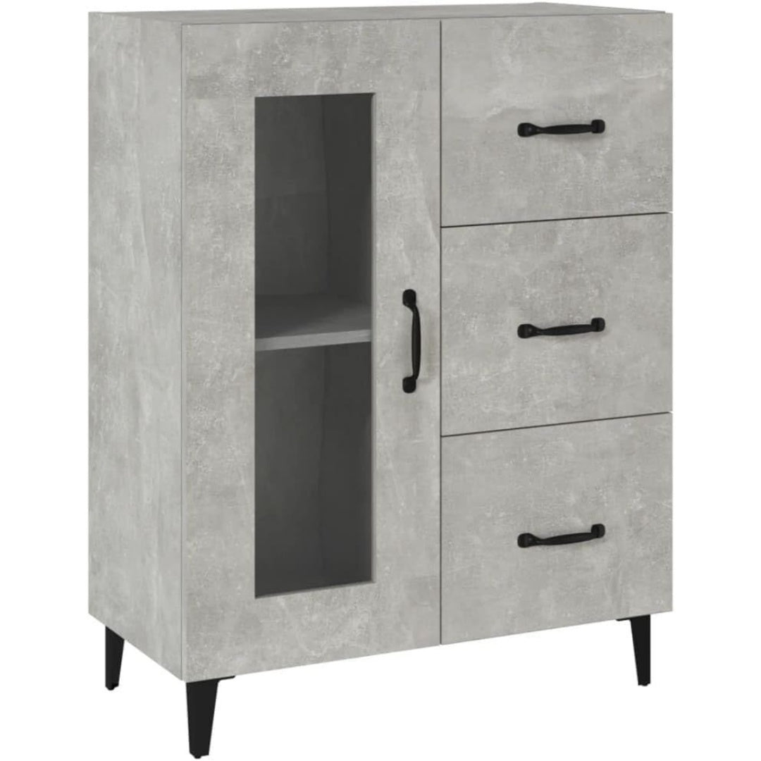 Une touche de caractere, buffet avec tiroirs, avec portes dans un ton gris et bois naturel