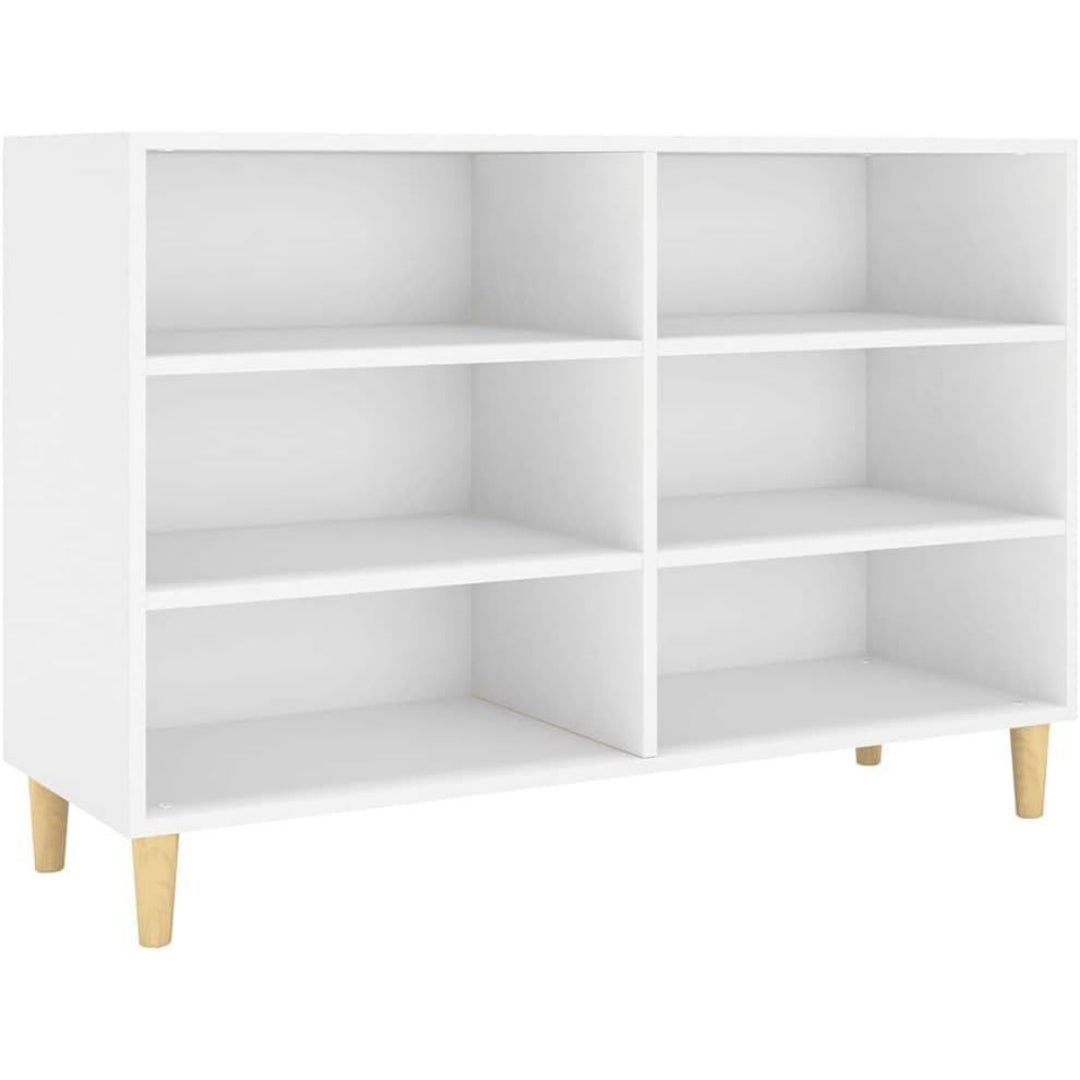 Une touche de caractere, buffet avec etageres, a l'aspect bois dans un ton blanc et bois naturel