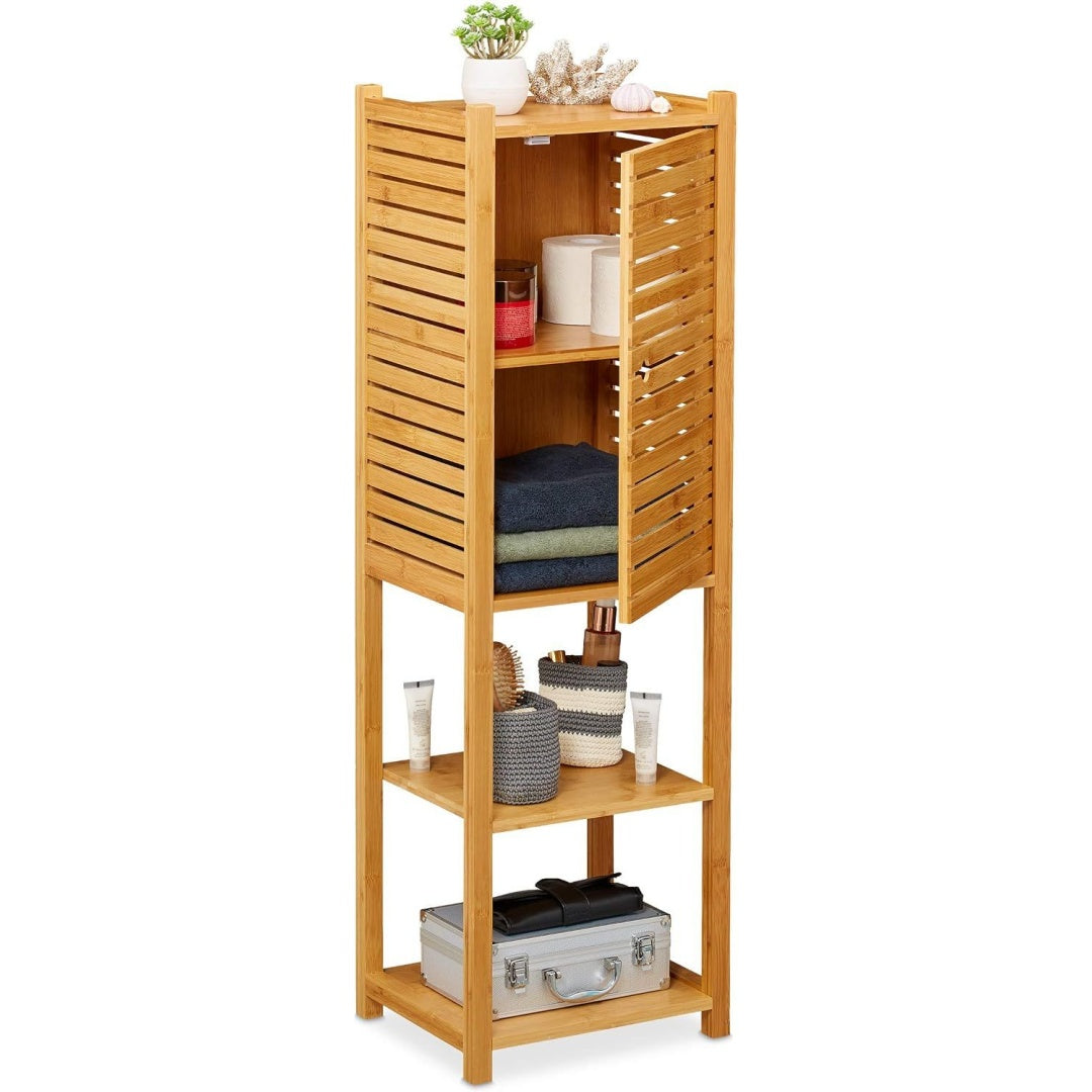 Pour un interieur harmonieux, bibliotheque avec portes, avec etageres en finition naturel