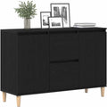 Pour un interieur harmonieux, buffet avec tiroirs, avec portes en finition noir et bois naturel