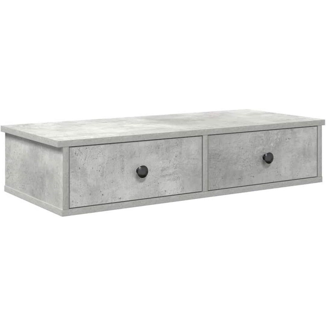 Une silhouette equilibree pour ce commode avec tiroirs, avec etageres, teinte gris et bois naturel