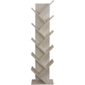 Une touche de caractere, bibliotheque avec etageres, a l'aspect bois dans un ton blanc et naturel